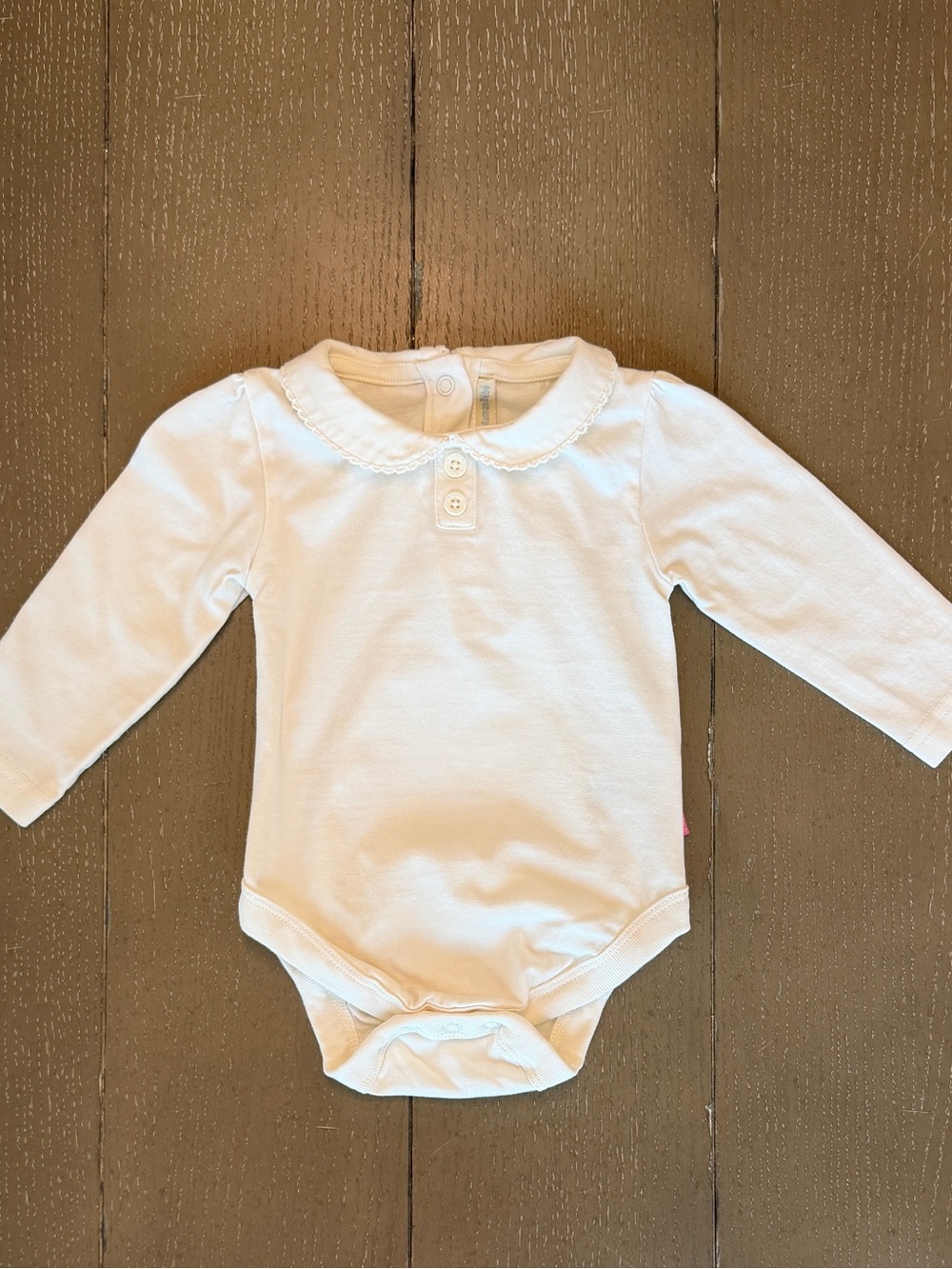 JoJo Maman Bebe Cute Baby Girls’ Long-Sleeve Preppy Cotton Onesie • Size 6-12M